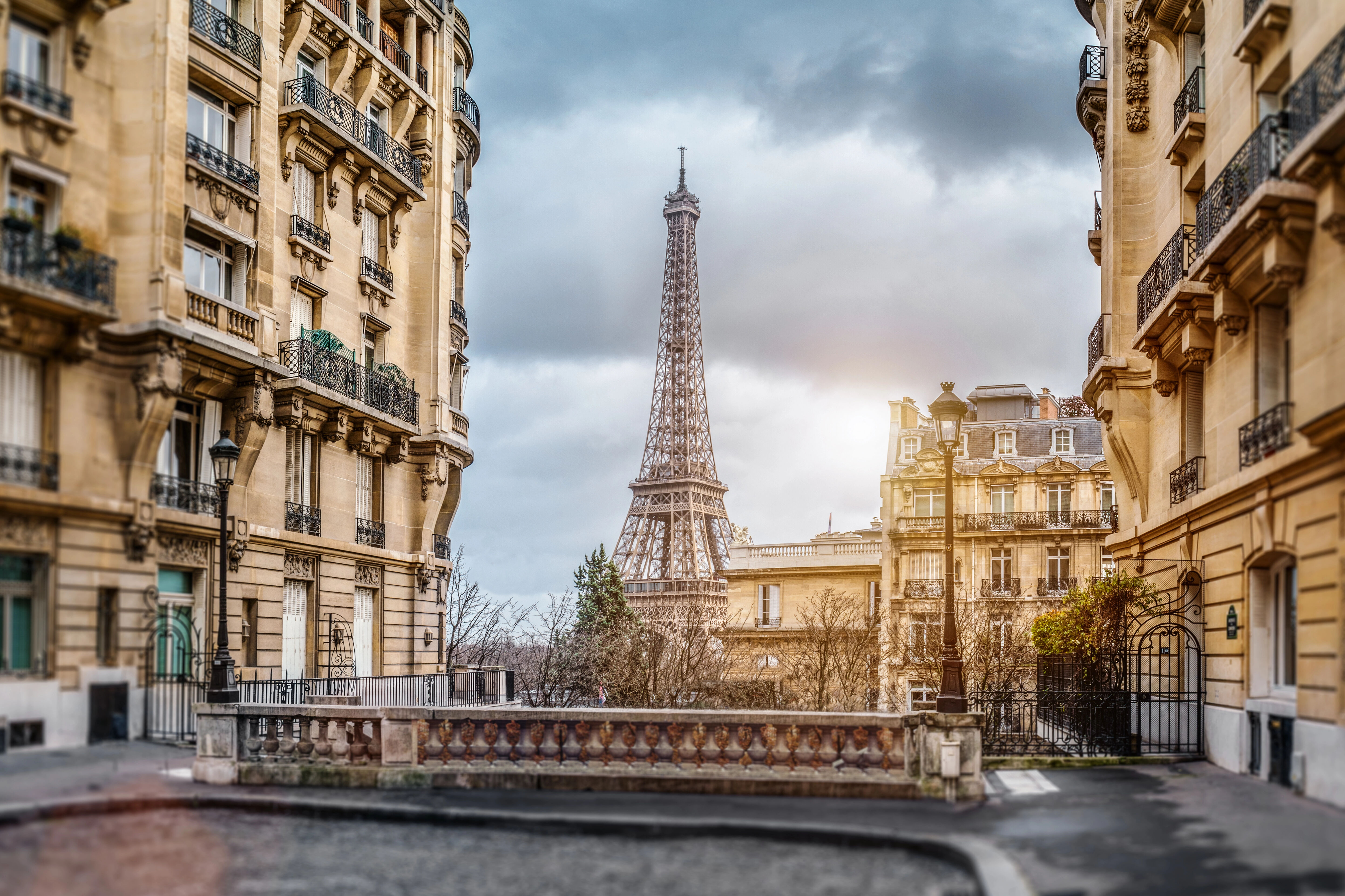 eiffel tower and street in paris