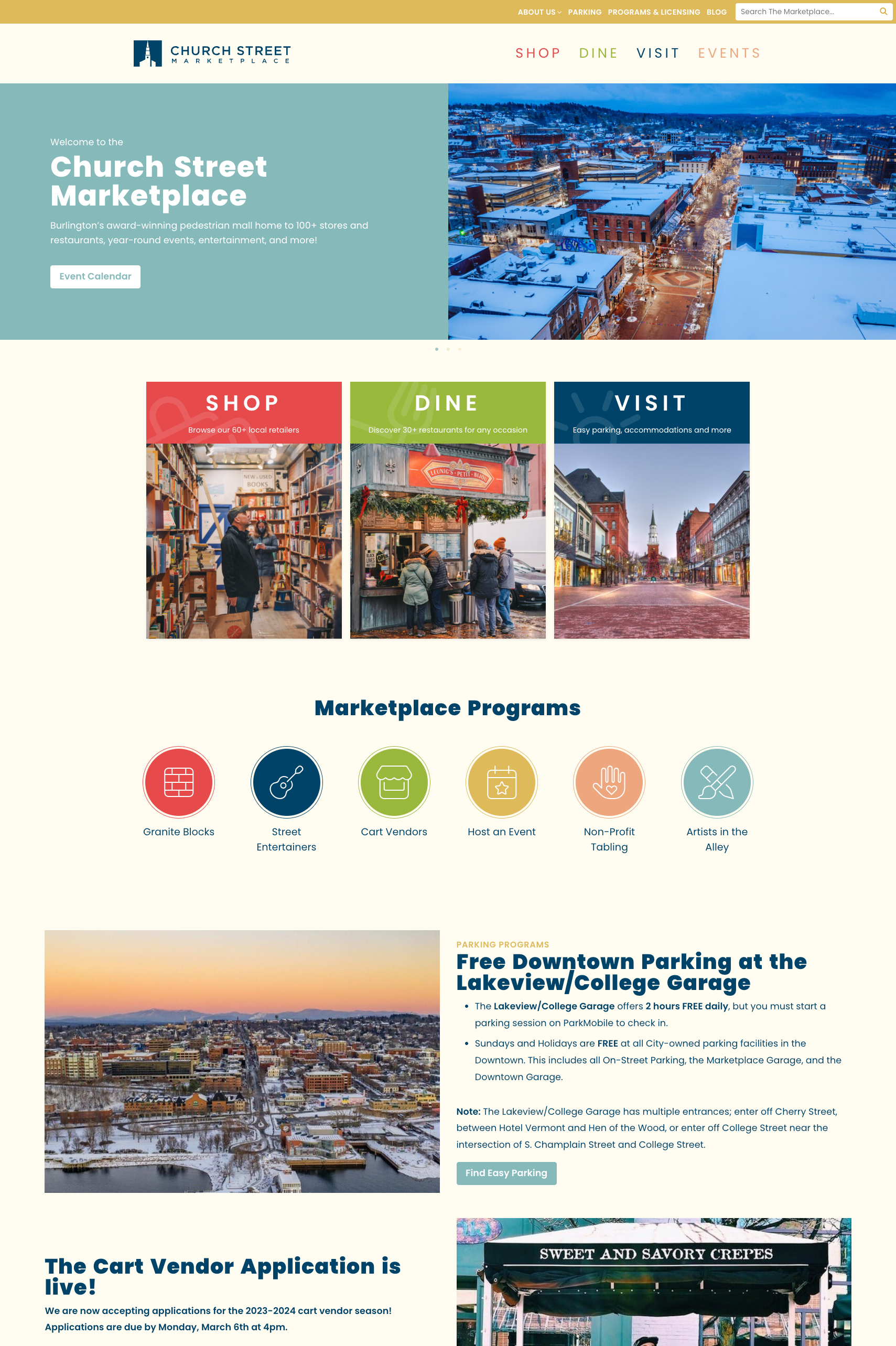 Church Street Marketplace Homepage